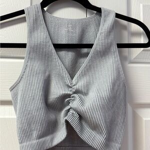 Gray Ribbed Women's Top